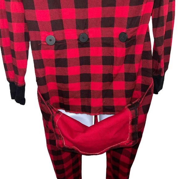 Lazy One Flap Jack Pajamas Womens S Bear Cheeks Holiday Christmas Buffalo Check - Picture 10 of 11